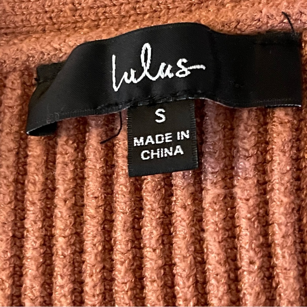 Lulu’s Women’s Deep Coral-SZ S- Long Sleeve Ribbed Knit Cardigan Sweater - Picture 10 of 11